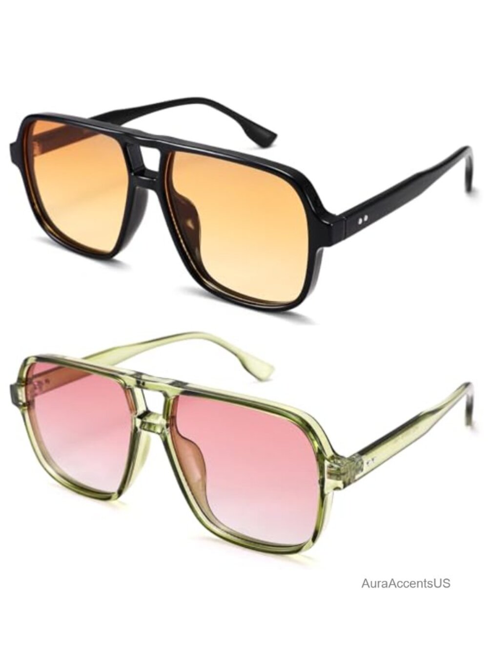 Oversized Retro Square Aviator Sunglasses UV400 Gradient Lens Unisex